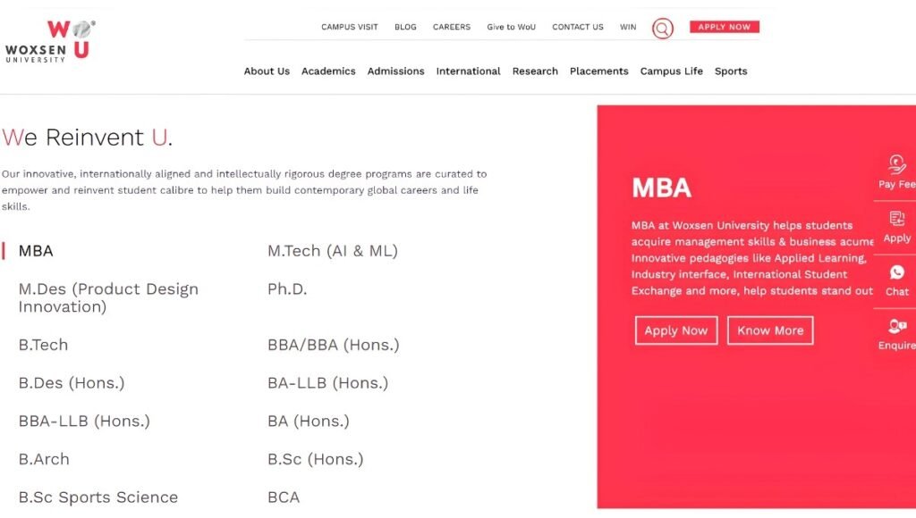 woxsen university mba fees
