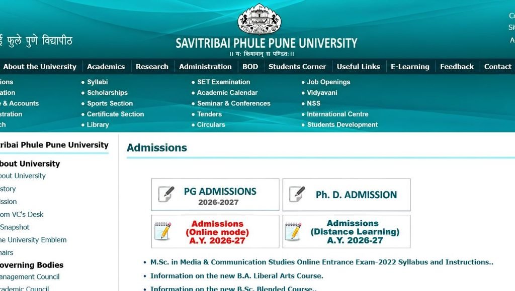 savitribai phule pune university course admissions