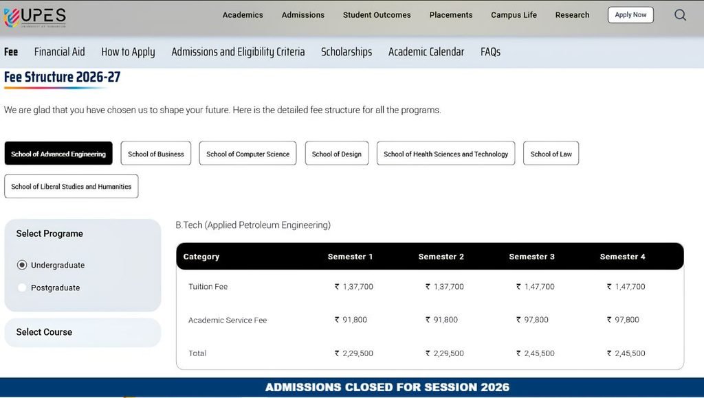 upes dehradun fees